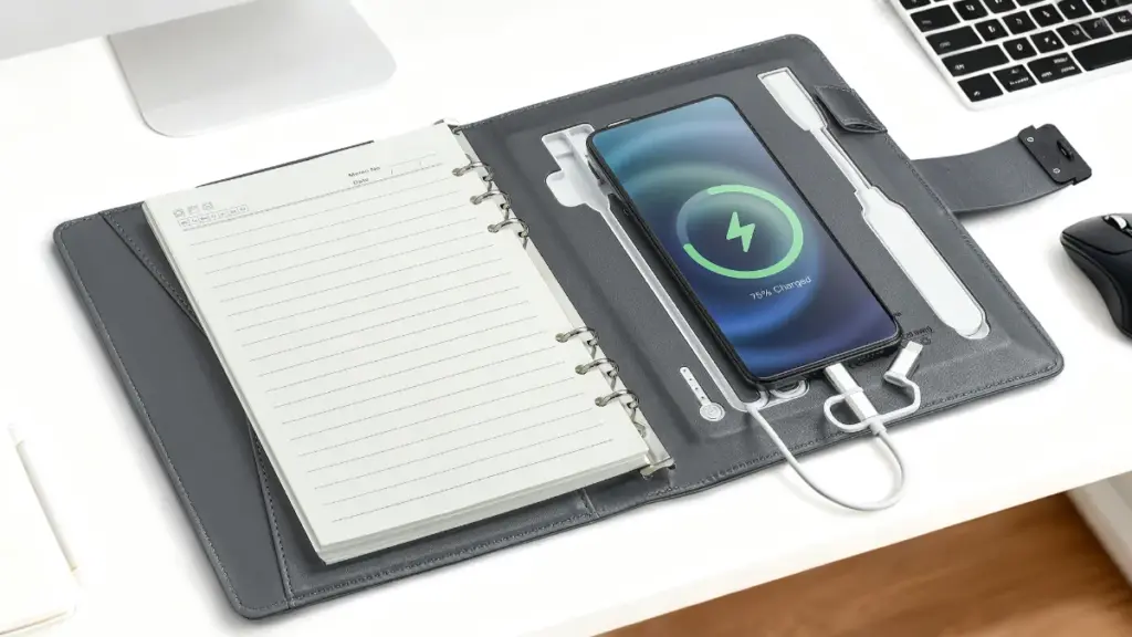 power bank notebook on the desk