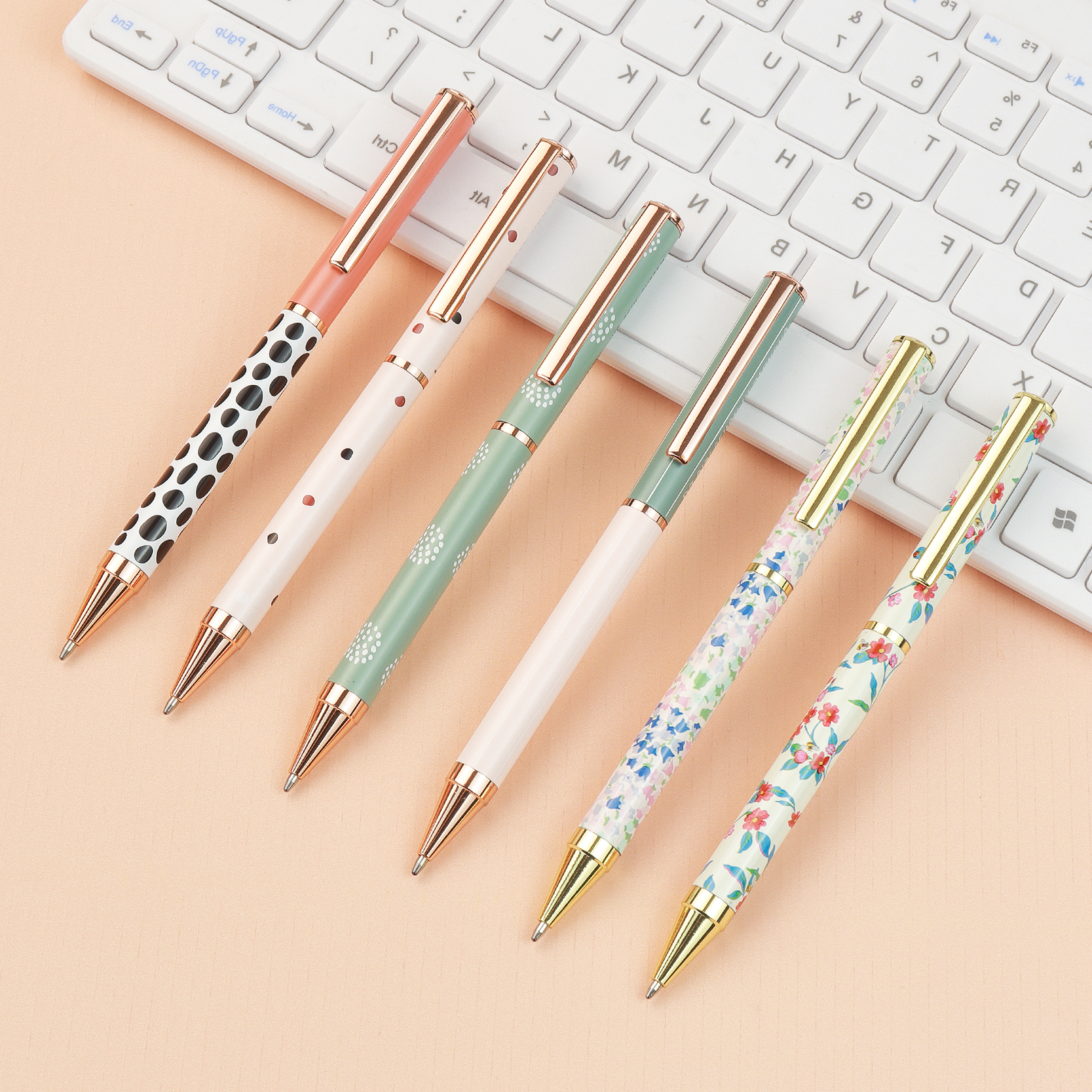 Floral Patterned Metal Ballpoint Pen