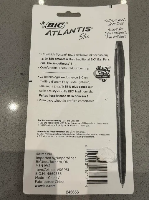 Bic Atlantis stic Made in China