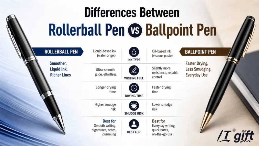 Differences Between Rollerball Pen vs Ballpoint Pen