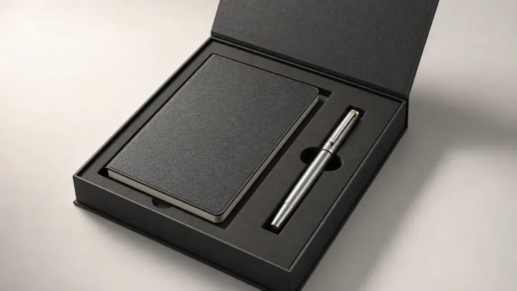 Premium notebook and metal pen gift box