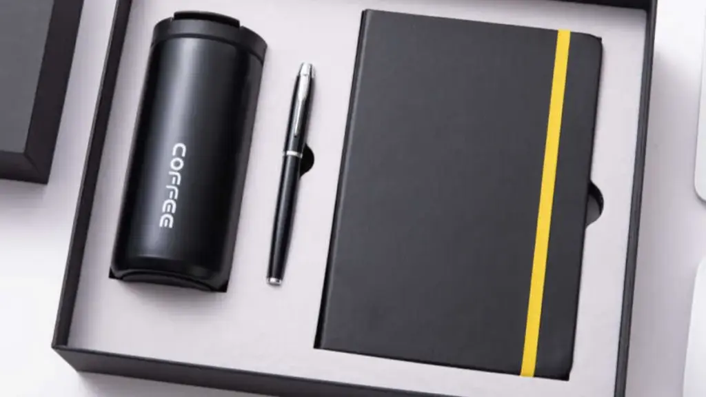 black notebook and pen set