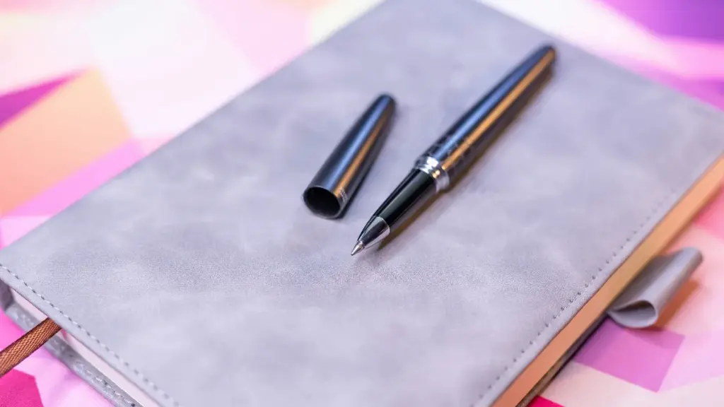 roller ball pen on the leather notbook