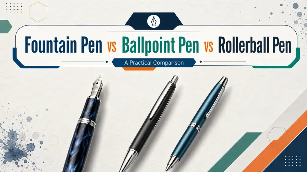 Fountain Pen vs Ballpoint Pen vs Rollerball Pen